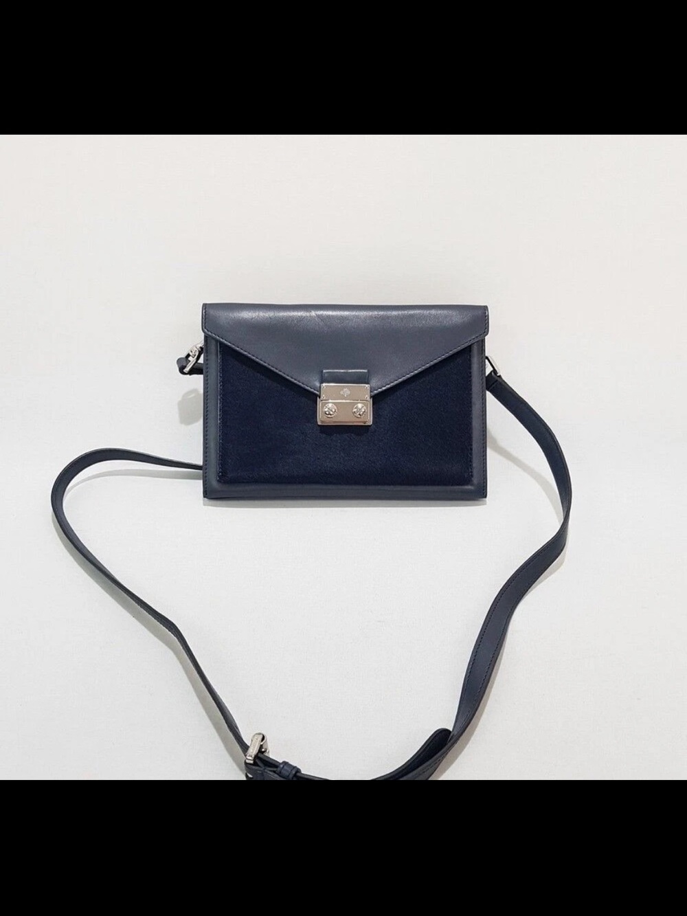 Mulberry Navy Leather Crossbody with Silver-Tone Lock